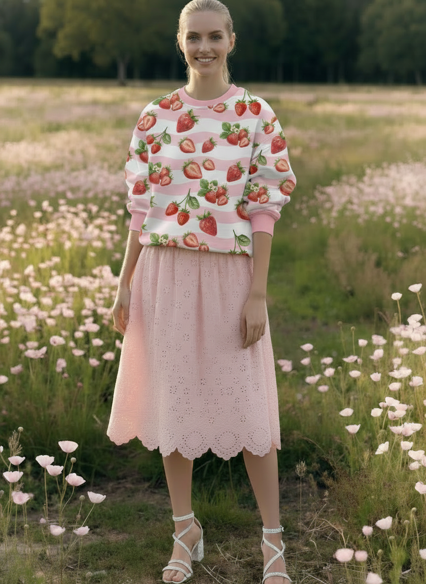 Summer Pink Strawberry Sweatshirt